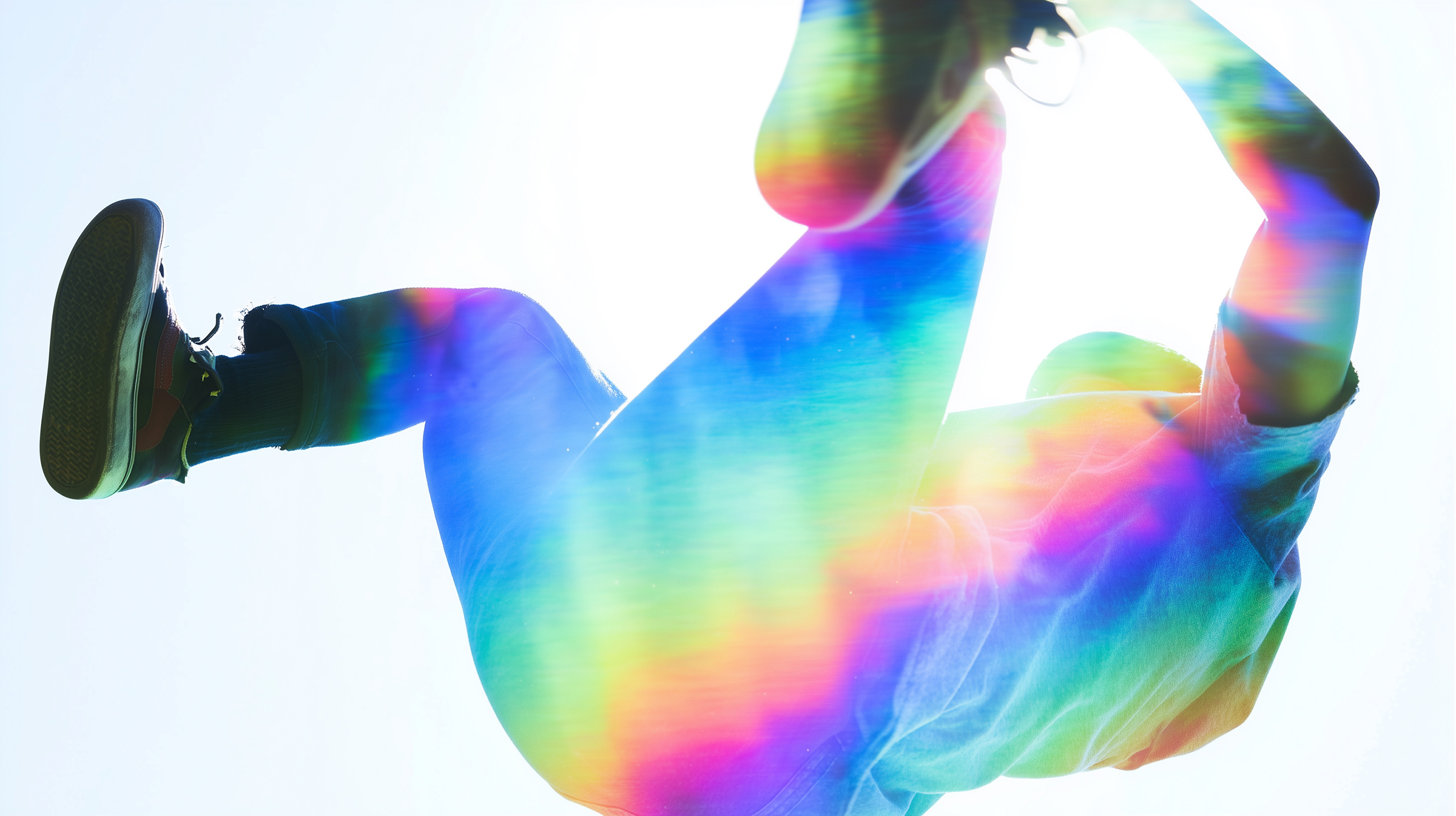 AI visual language exploration using gradient system with skateboarder