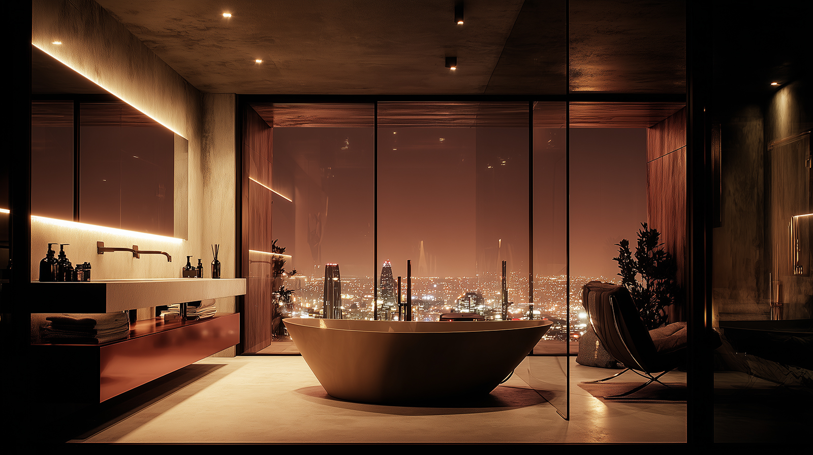 London penthouse bathroom with interior visualisation and spatial design