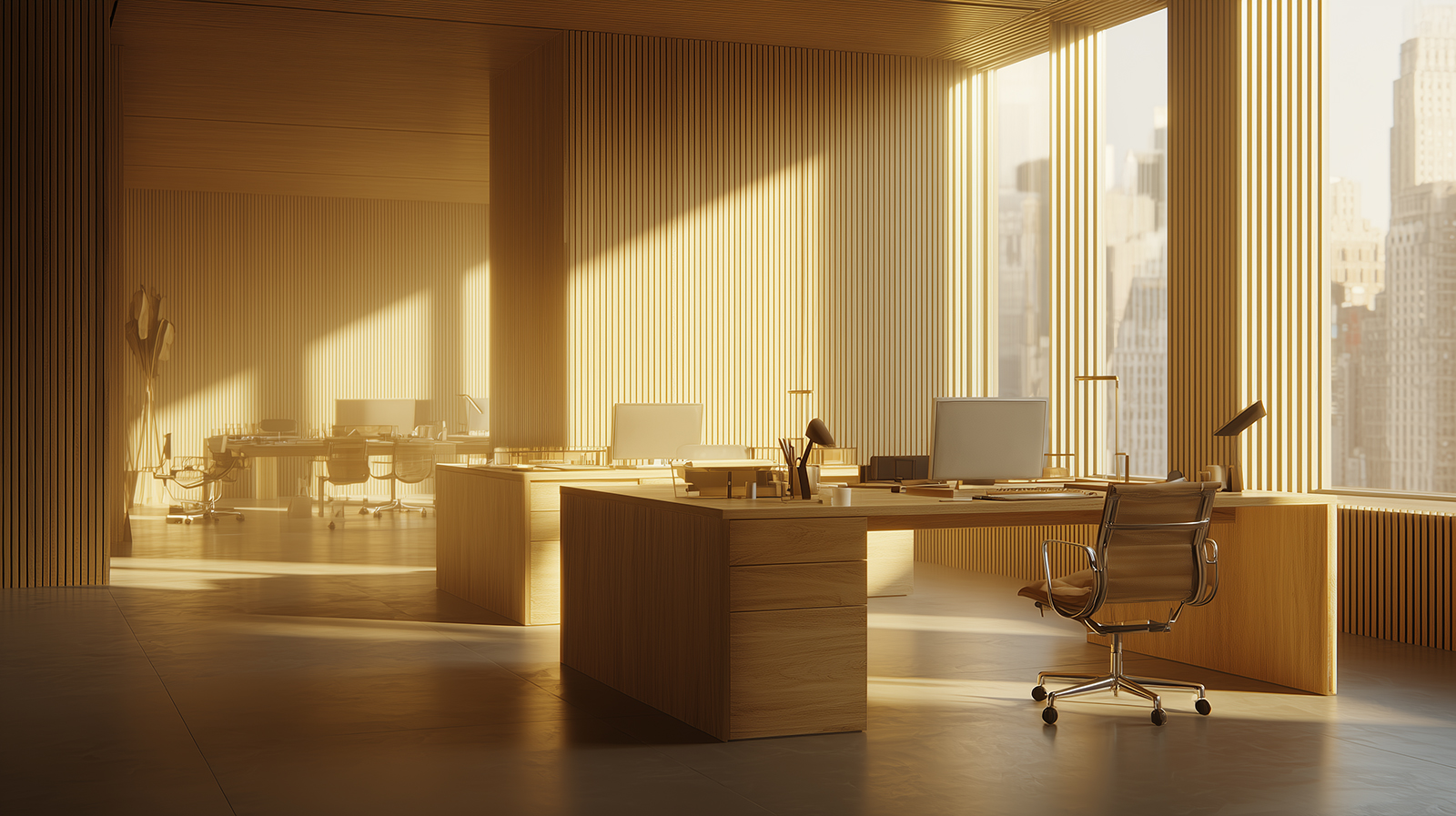 NY office studio interior with integrated brand environment