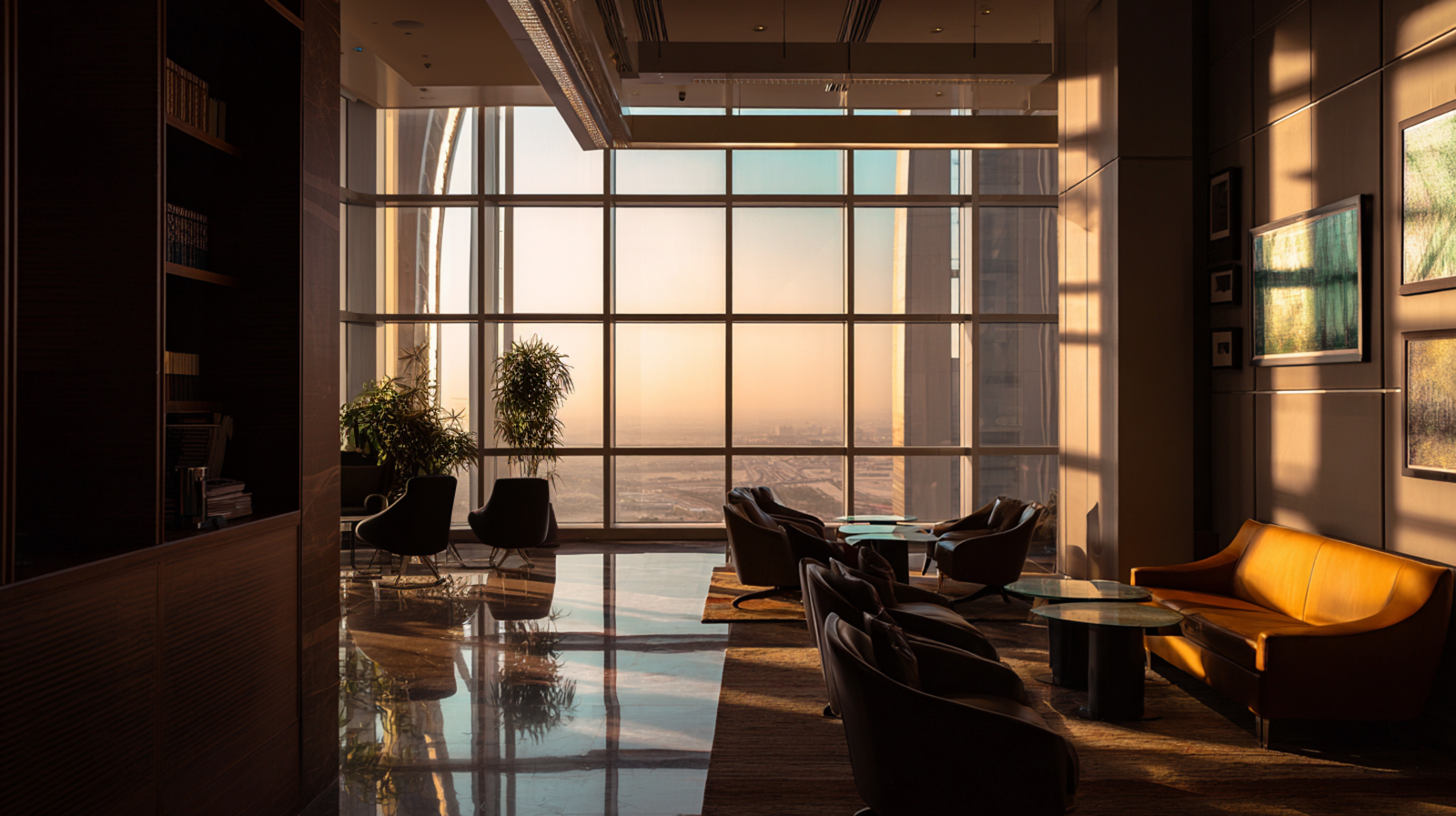 Private banking lounge with spatial interior design