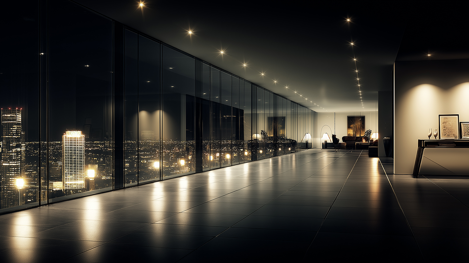 Tokyo penthouse hall with architectural interior design