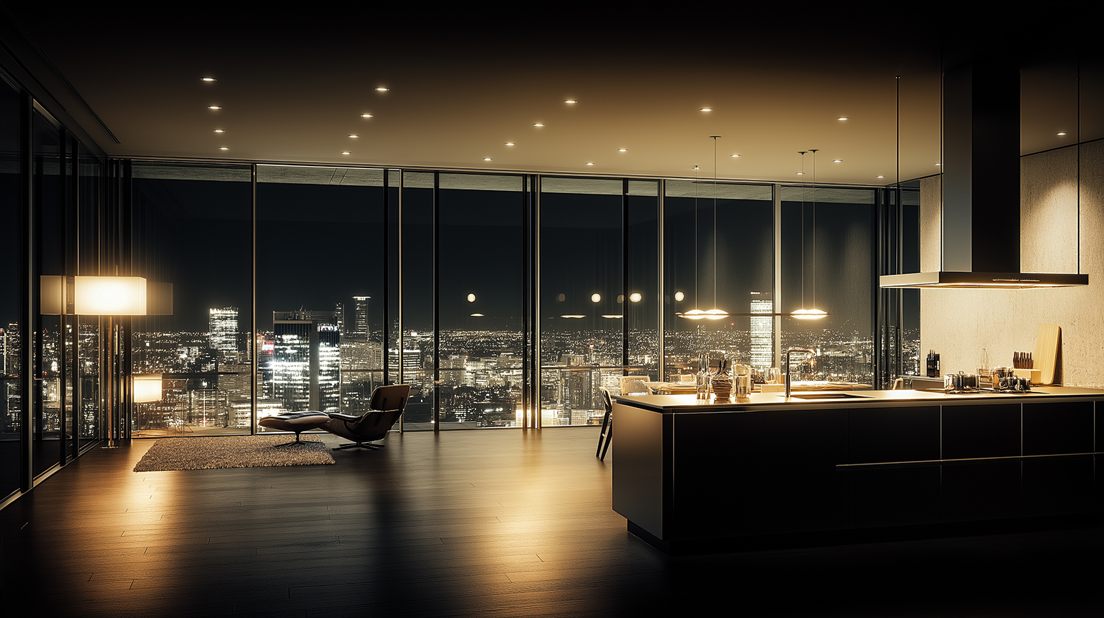 Tokyo penthouse kitchen with modern interior design