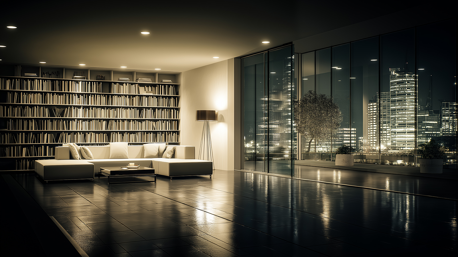 Tokyo penthouse lounge with interior design and spatial environment