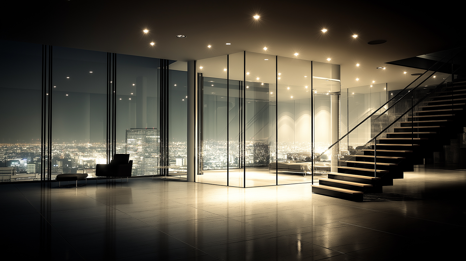 Tokyo penthouse staircase with architectural interior design